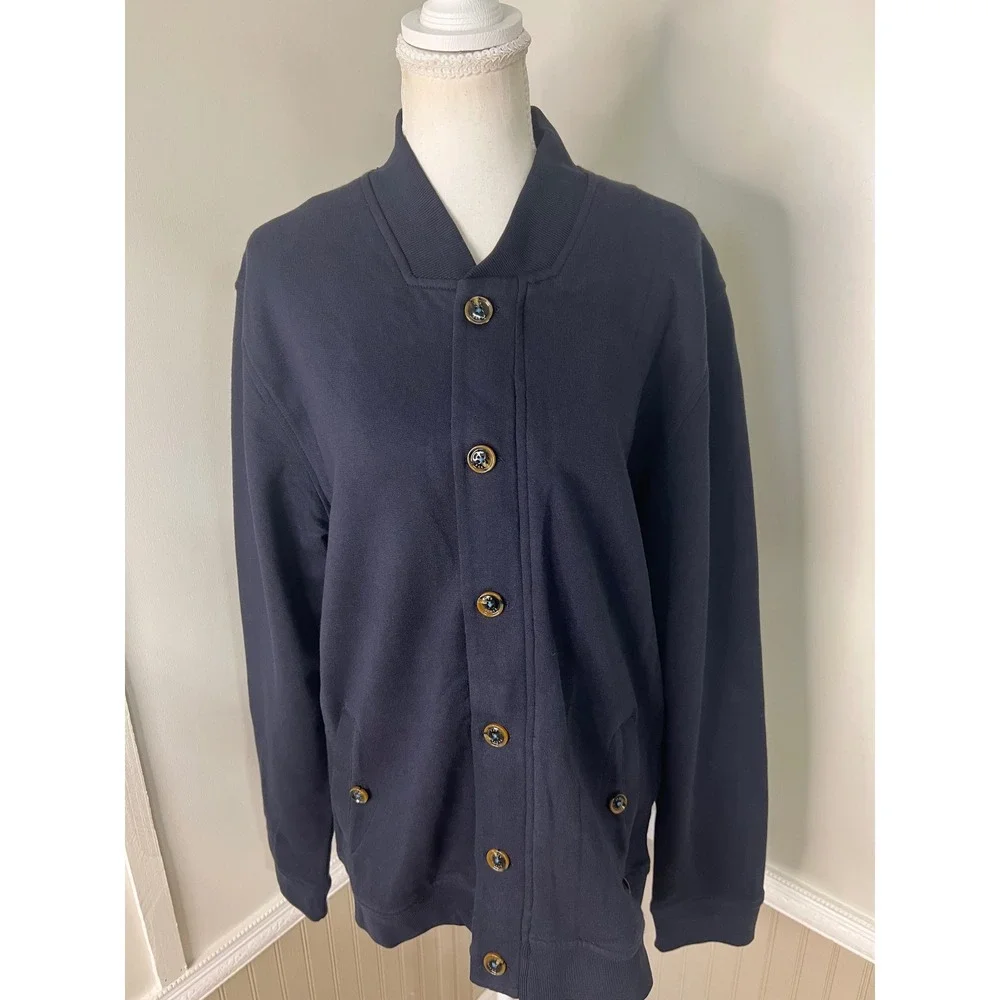 Ted Baker London Mens Navy Blue Button Front Jersey Cardigan Sweater Size 5 XL